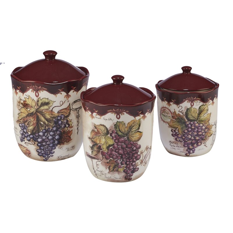 Fleur De Lis Living 3 Piece Kitchen Canister Set And Reviews Wayfair 7209